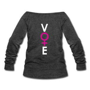 She Votes - Women's Wideneck Sweatshirt - Back - heather black
