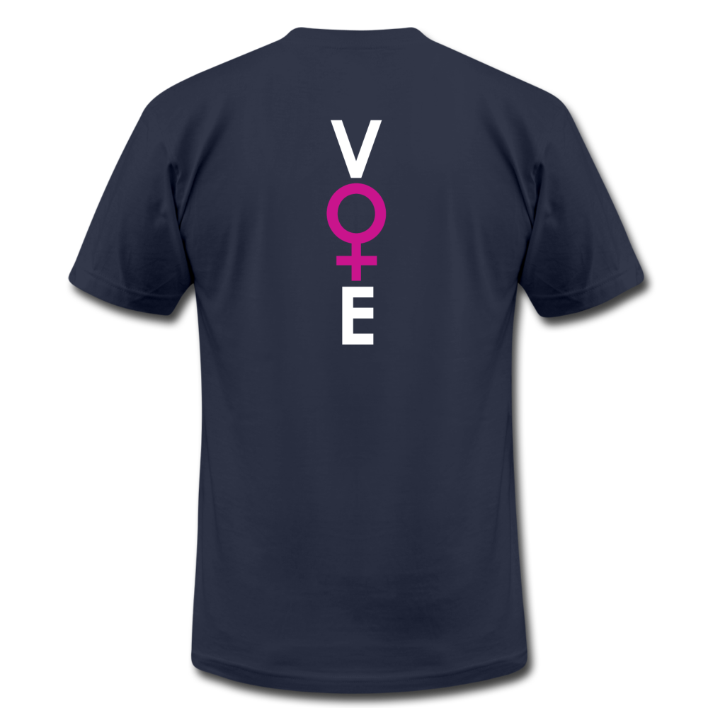 She Votes  - Unisex Jersey T-Shirt by Bella + Canvas - back - navy