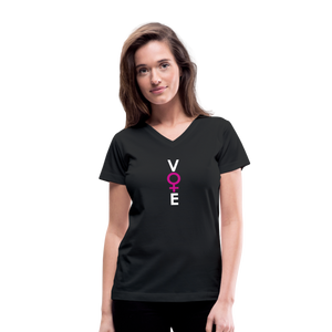 She Votes - Women's V-Neck T-Shirt - front - black