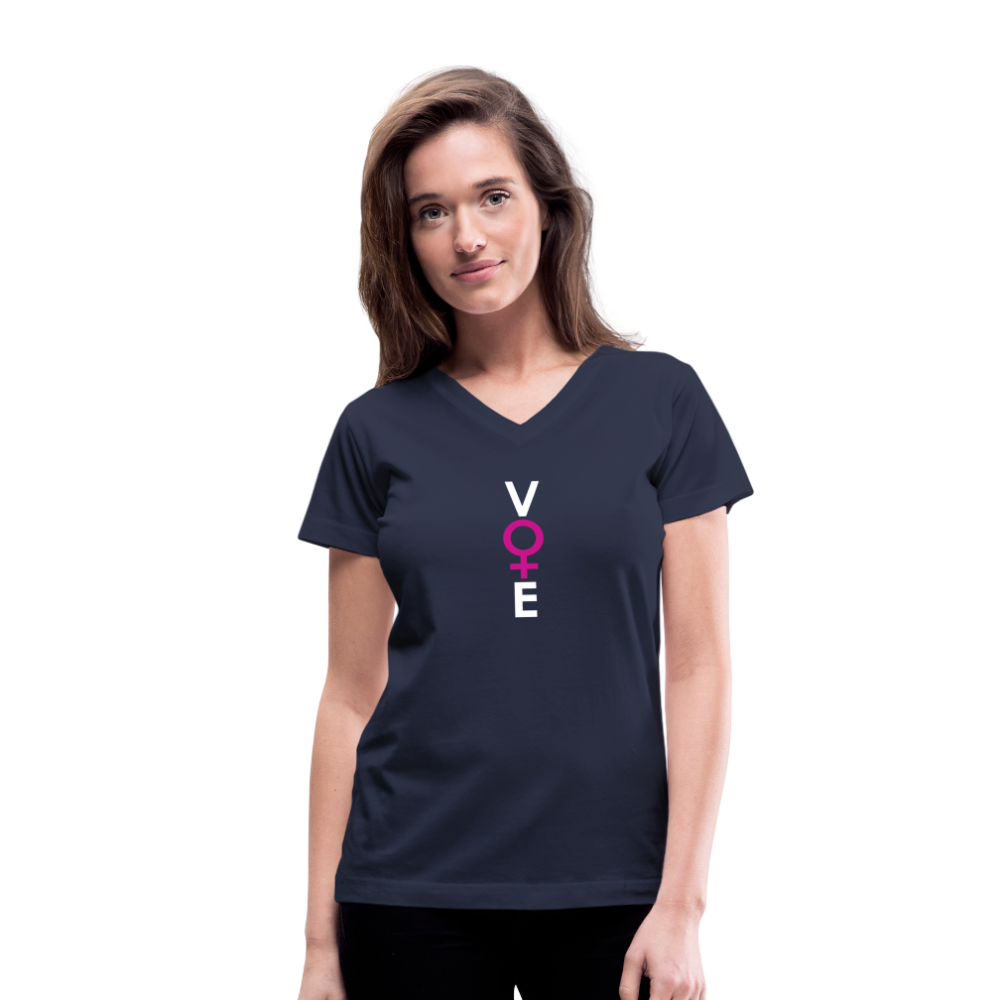 She Votes - Women's V-Neck T-Shirt - front - navy