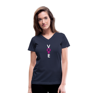 She Votes - Women's V-Neck T-Shirt - front - navy