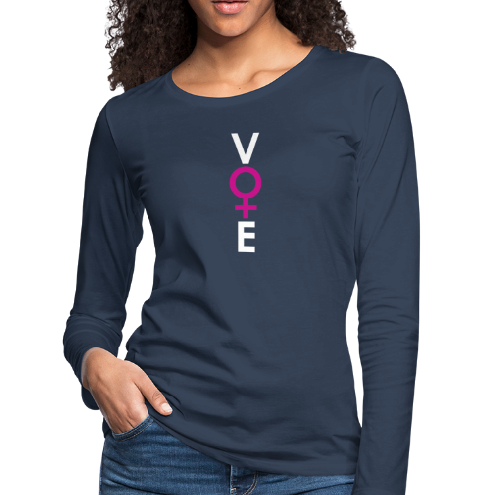 She Votes Women's Premium Long Sleeve T-Shirt - Front - navy