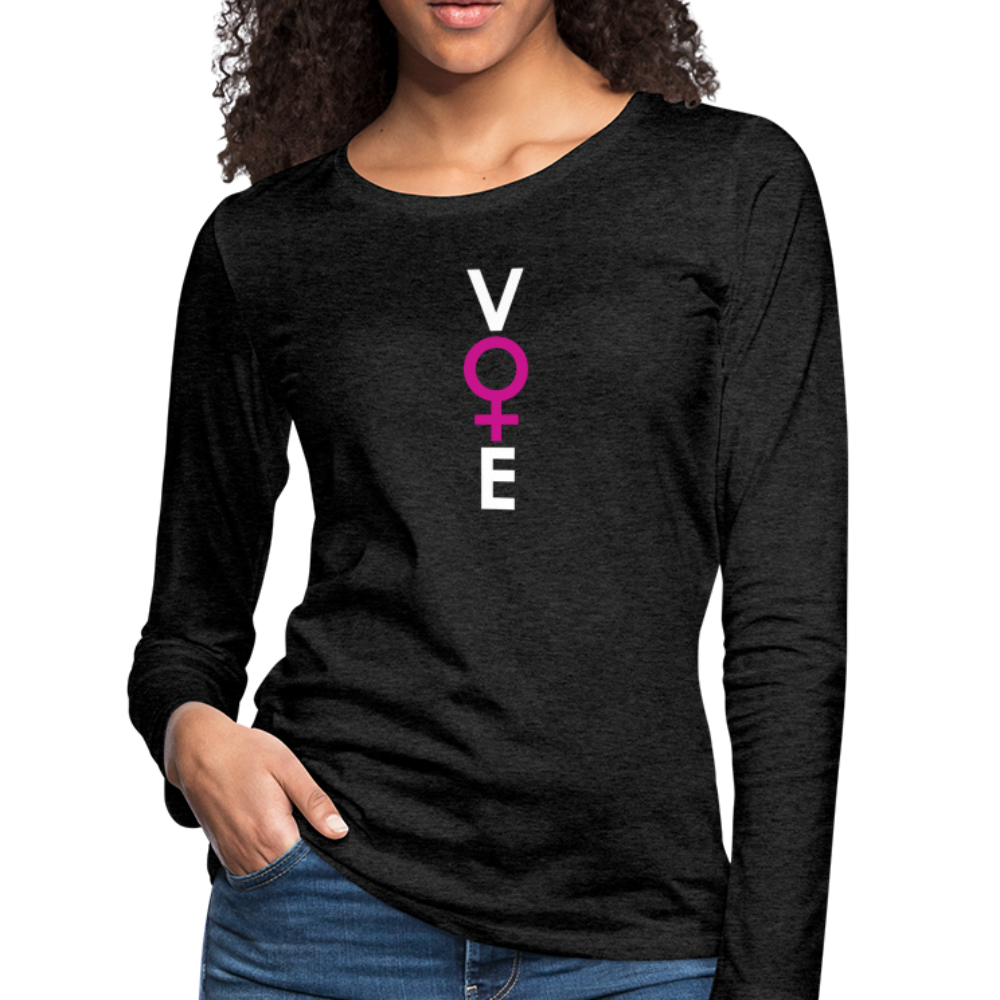 She Votes Women's Premium Long Sleeve T-Shirt - Front - charcoal gray