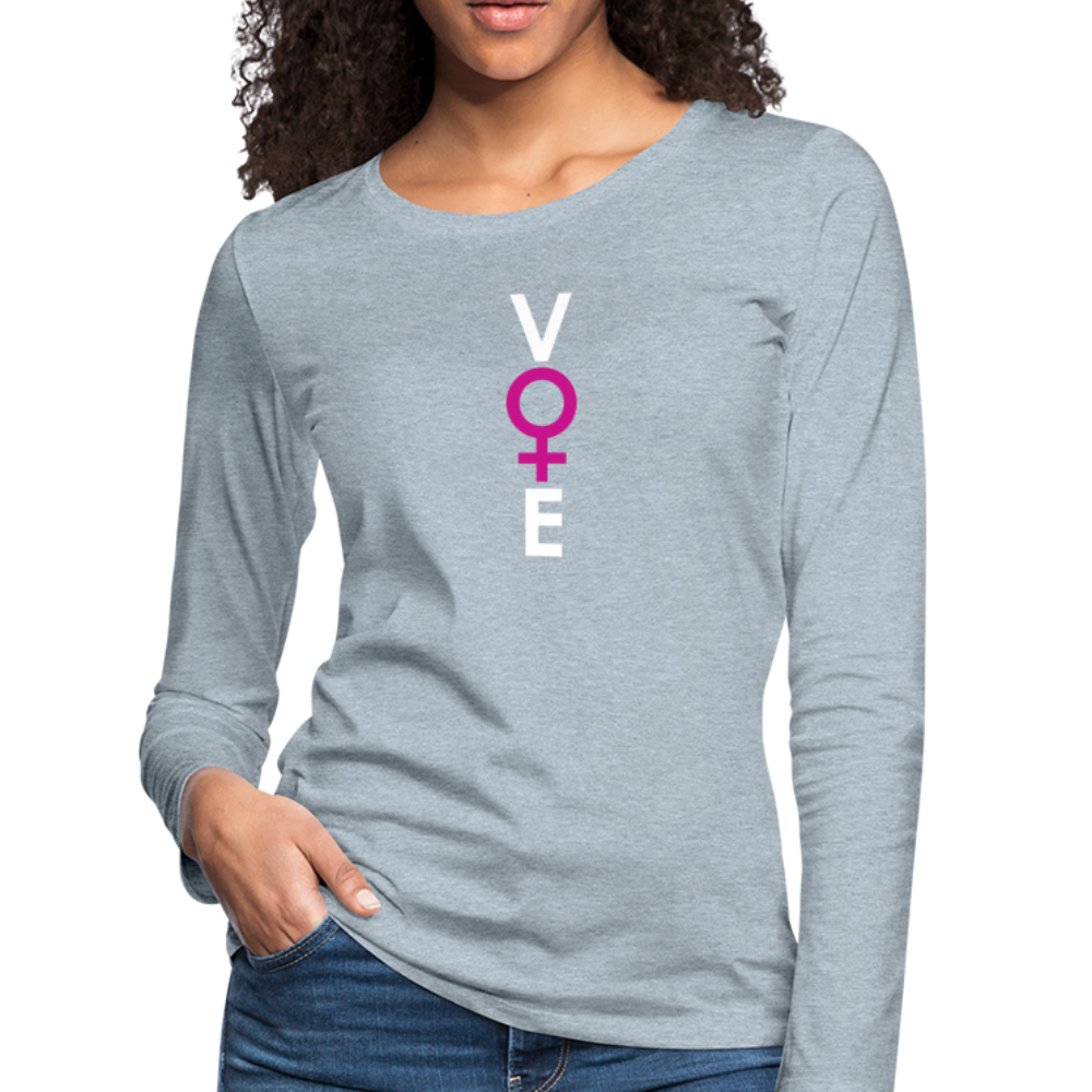 She Votes Women's Premium Long Sleeve T-Shirt - Front - heather ice blue