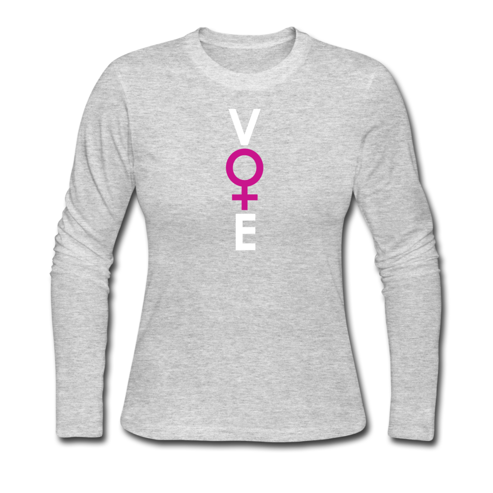 She Votes - Women's Long Sleeve Jersey T-Shirt - front - gray