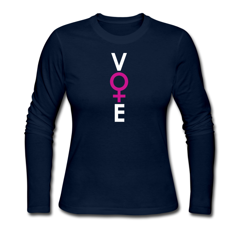 She Votes - Women's Long Sleeve Jersey T-Shirt - front - navy