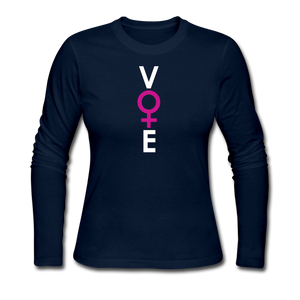 She Votes - Women's Long Sleeve Jersey T-Shirt - front - navy